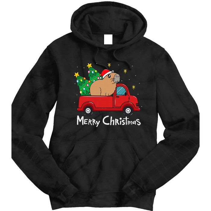 Capybara Christmas Ornament Truck Tree Funny Xmas Gift Tie Dye Hoodie