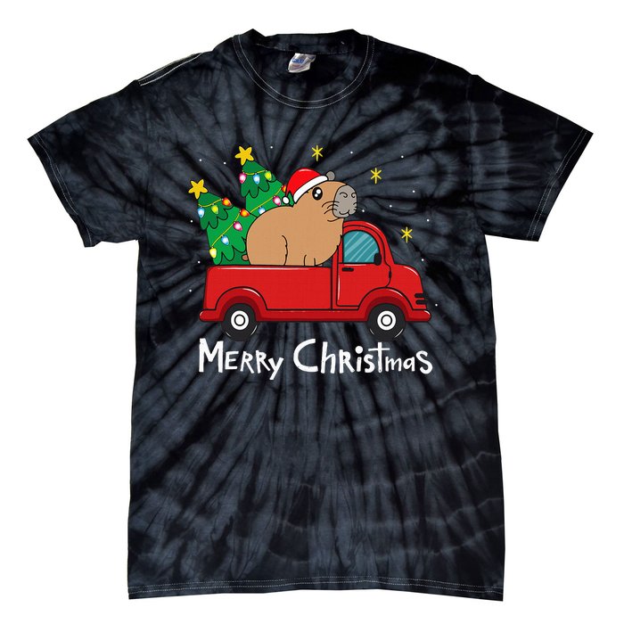 Capybara Christmas Ornament Truck Tree Funny Xmas Gift Tie-Dye T-Shirt