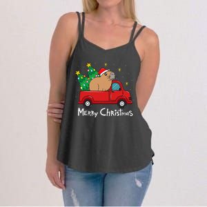 Capybara Christmas Ornament Truck Tree Funny Xmas Gift Women's Strappy Tank