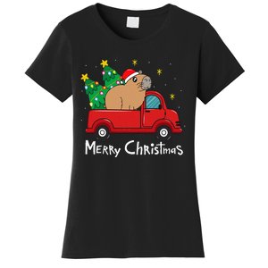 Capybara Christmas Ornament Truck Tree Funny Xmas Gift Women's T-Shirt