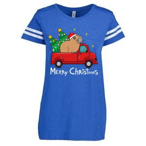 Capybara Christmas Ornament Truck Tree Funny Xmas Gift Enza Ladies Jersey Football T-Shirt