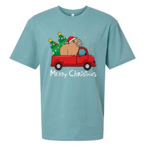 Capybara Christmas Ornament Truck Tree Funny Xmas Gift Sueded Cloud Jersey T-Shirt