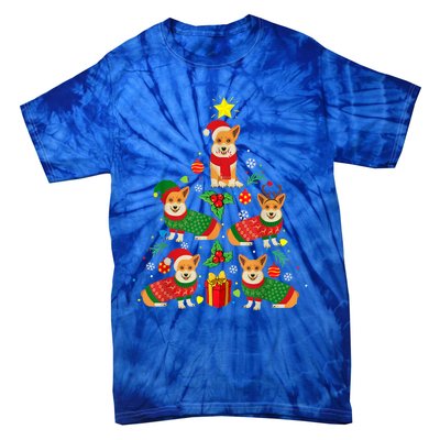 Corgi Christmas Ornat Tree Decor Funny Dog Xmas Lights Gift Tie-Dye T-Shirt