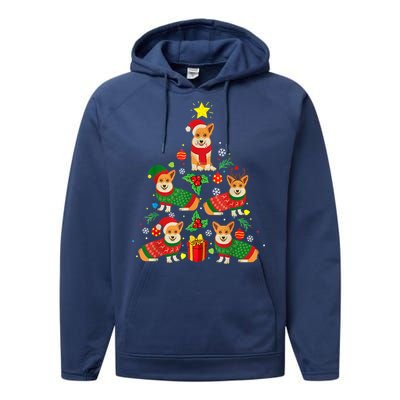 Corgi Christmas Ornat Tree Decor Funny Dog Xmas Lights Gift Performance Fleece Hoodie