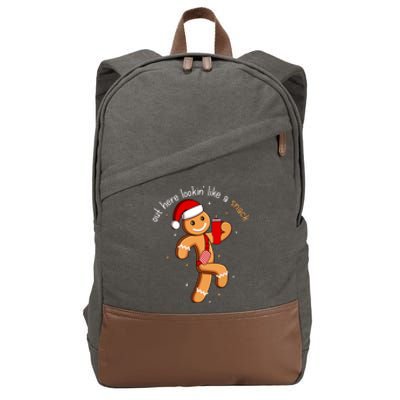 Cute Chritsmas Out Here Looking Like A Snack Funny Boujee Xmas Gingerbread Gift Cotton Canvas Backpack