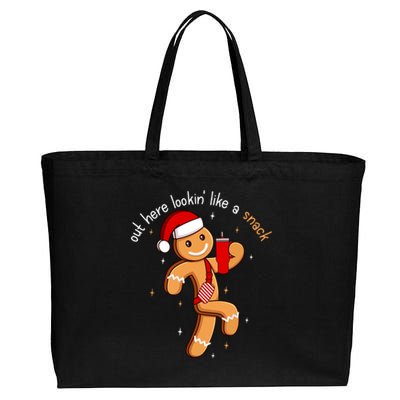 Cute Chritsmas Out Here Looking Like A Snack Funny Boujee Xmas Gingerbread Gift Cotton Canvas Jumbo Tote