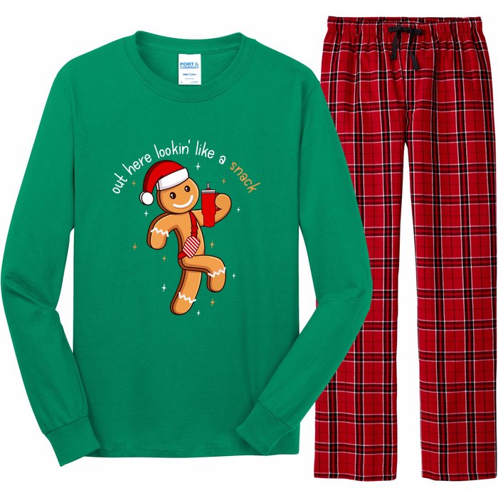 Cute Chritsmas Out Here Looking Like A Snack Funny Boujee Xmas Gingerbread Gift Long Sleeve Pajama Set