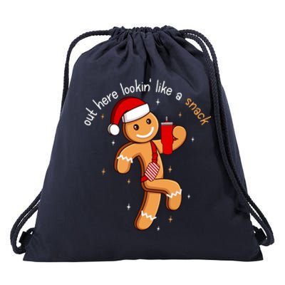 Cute Chritsmas Out Here Looking Like A Snack Funny Boujee Xmas Gingerbread Gift Drawstring Bag