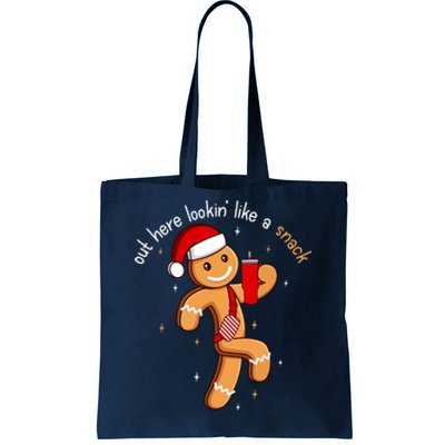 Cute Chritsmas Out Here Looking Like A Snack Funny Boujee Xmas Gingerbread Gift Tote Bag