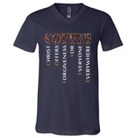 Coffee Christ Offers Forgiveness For Everyone Everywhere V-Neck T-Shirt