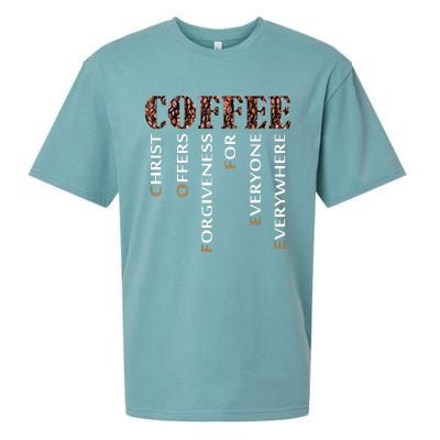 Coffee Christ Offers Forgiveness For Everyone Everywhere Sueded Cloud Jersey T-Shirt