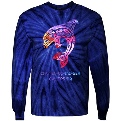 Carmelbythesea Ca Orca Killer Whale Native American Tie-Dye Long Sleeve Shirt