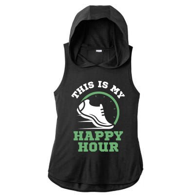 Cross Country Or Run Or This Is My Happy Hour Running Ladies PosiCharge Tri-Blend Wicking Draft Hoodie Tank