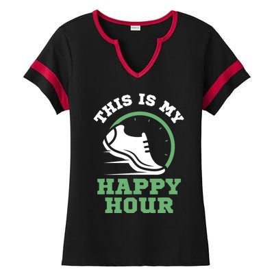 Cross Country Or Run Or This Is My Happy Hour Running Ladies Halftime Notch Neck Tee