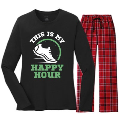 Cross Country Or Run Or This Is My Happy Hour Running Women's Long Sleeve Flannel Pajama Set 