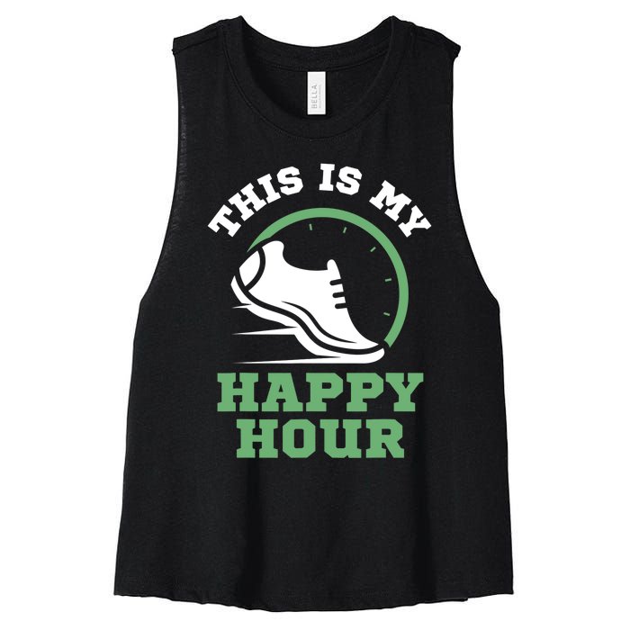 Cross Country Or Run Or This Is My Happy Hour Running Women's Racerback Cropped Tank