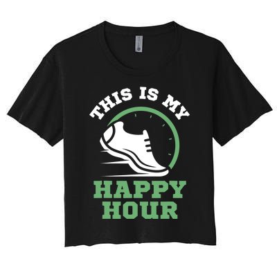 Cross Country Or Run Or This Is My Happy Hour Running Women's Crop Top Tee