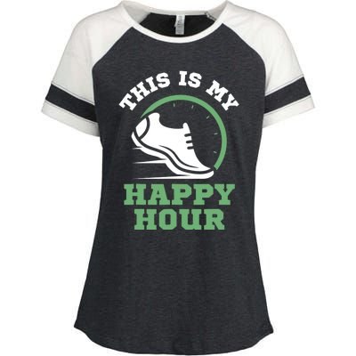 Cross Country Or Run Or This Is My Happy Hour Running Enza Ladies Jersey Colorblock Tee