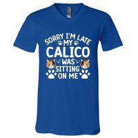 Calico Cat Owner Funny Calico Cat Dad Calico Cat Mom Gift V-Neck T-Shirt