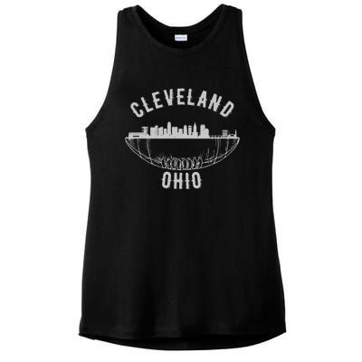 Cool Cleveland Ohio OH Football Skyline Skyscraper Fan Gift Ladies PosiCharge Tri-Blend Wicking Tank