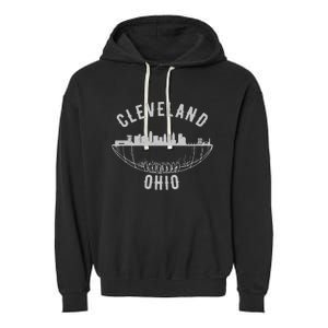 Cool Cleveland Ohio OH Football Skyline Skyscraper Fan Gift Garment-Dyed Fleece Hoodie