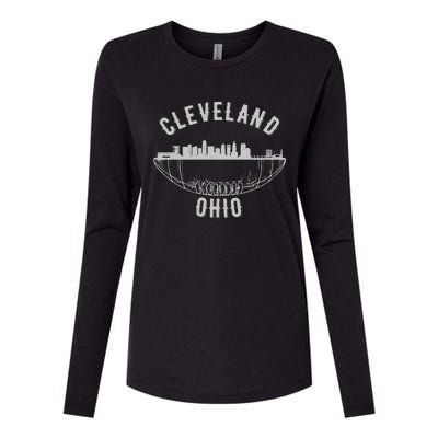 Cool Cleveland Ohio OH Football Skyline Skyscraper Fan Gift Womens Cotton Relaxed Long Sleeve T-Shirt