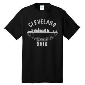 Cool Cleveland Ohio OH Football Skyline Skyscraper Fan Gift Tall T-Shirt