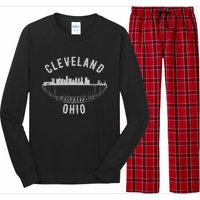 Cool Cleveland Ohio OH Football Skyline Skyscraper Fan Gift Long Sleeve Pajama Set