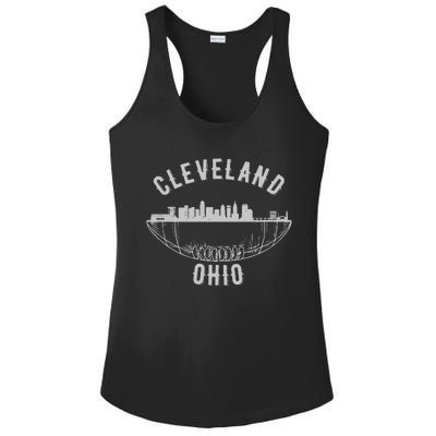 Cool Cleveland Ohio OH Football Skyline Skyscraper Fan Gift Ladies PosiCharge Competitor Racerback Tank