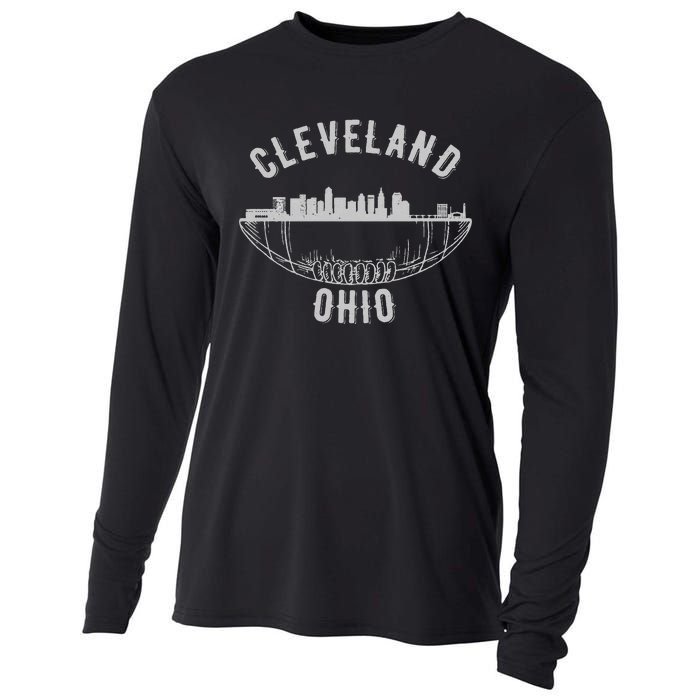 Cool Cleveland Ohio OH Football Skyline Skyscraper Fan Gift Cooling Performance Long Sleeve Crew