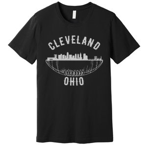 Cool Cleveland Ohio OH Football Skyline Skyscraper Fan Gift Premium T-Shirt