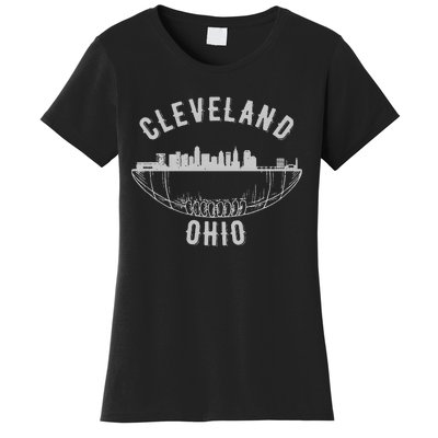 Cool Cleveland Ohio OH Football Skyline Skyscraper Fan Gift Women's T-Shirt