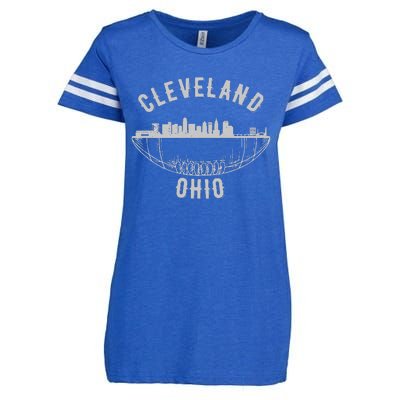 Cool Cleveland Ohio OH Football Skyline Skyscraper Fan Gift Enza Ladies Jersey Football T-Shirt