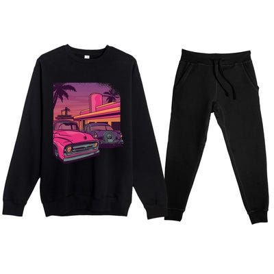 Classic Cruise Old School Retro Vintage Car Premium Crewneck Sweatsuit Set