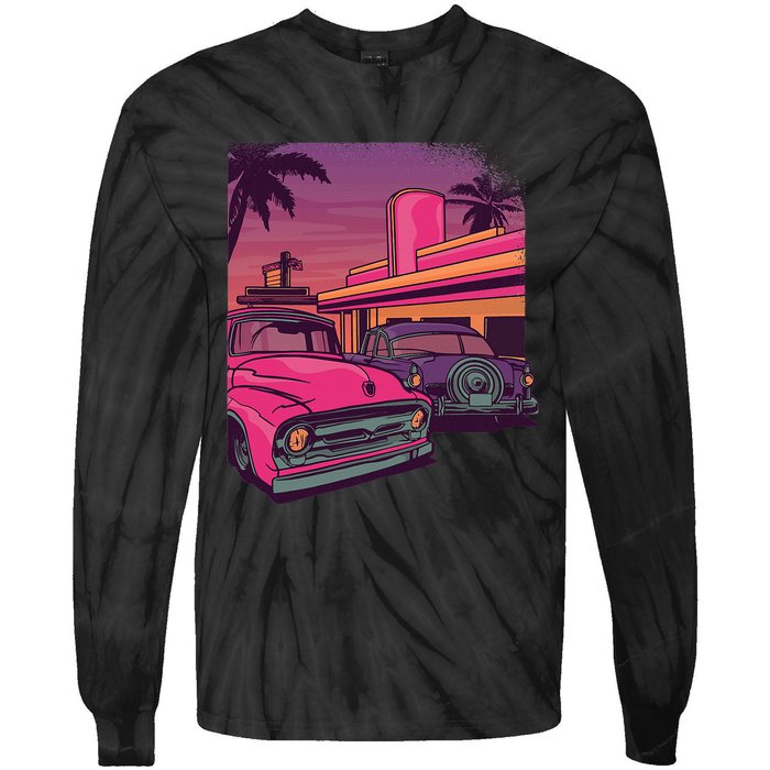 Classic Cruise Old School Retro Vintage Car Tie-Dye Long Sleeve Shirt