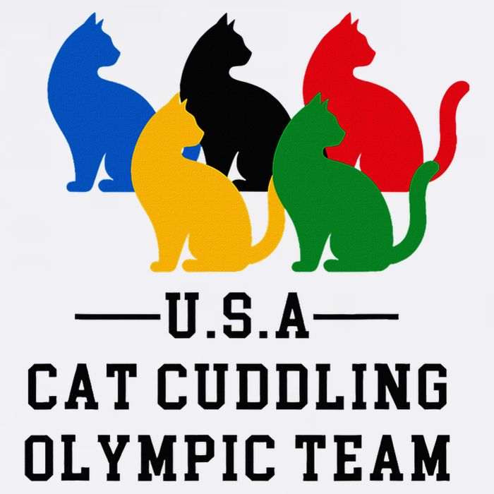 Cat Cuddling O.L.Y.M.P.I.C Team Fun And Cozy Design Flat Bill Trucker Hat