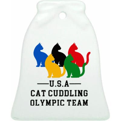 Cat Cuddling O.L.Y.M.P.I.C Team Fun And Cozy Design Ceramic Bell Ornament