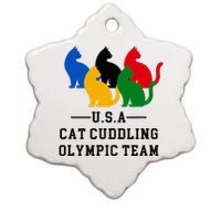 Cat Cuddling O.L.Y.M.P.I.C Team Fun And Cozy Design Ceramic Star Ornament