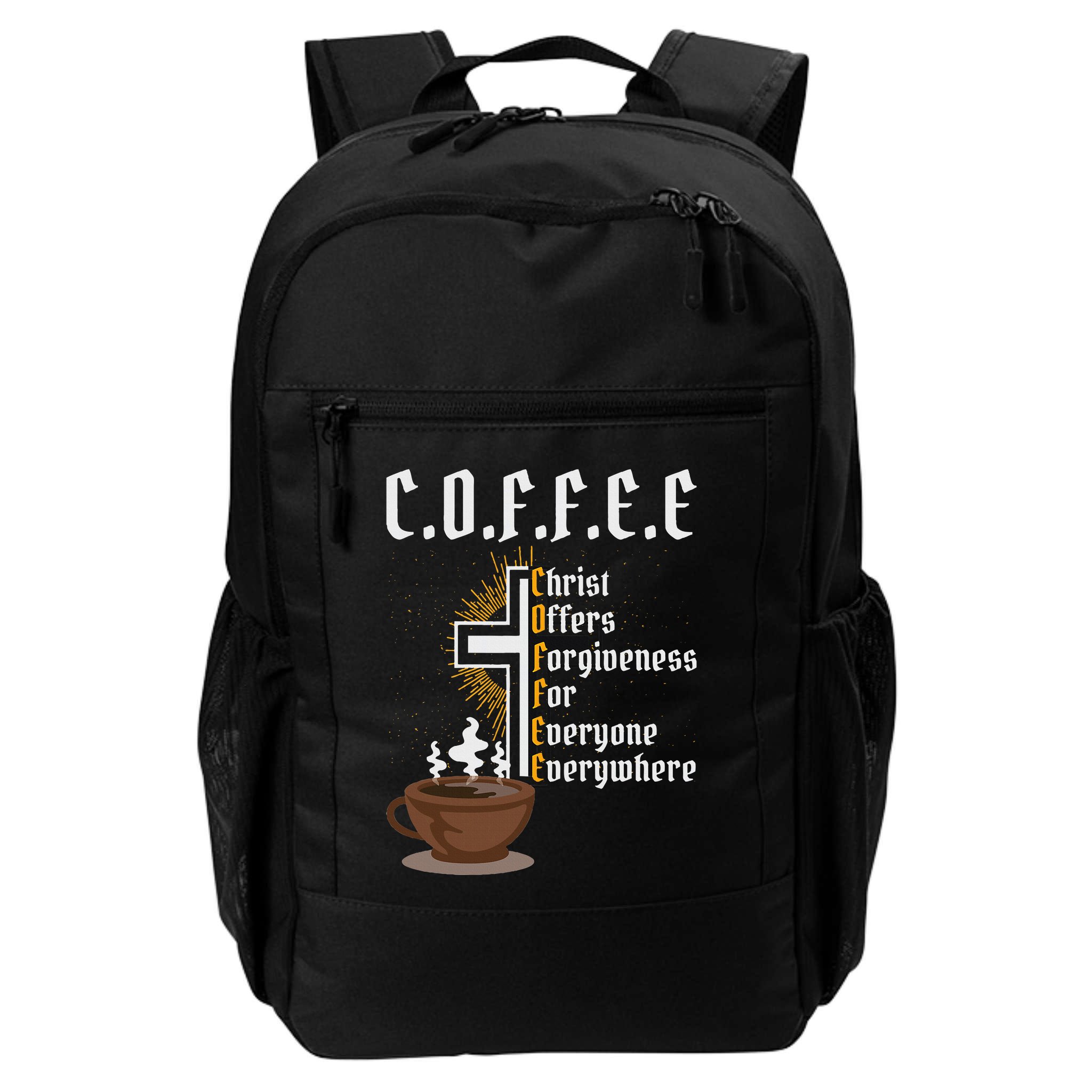 Coffee Christ Offers Forgiveness For Everyone Everywhere Backpack