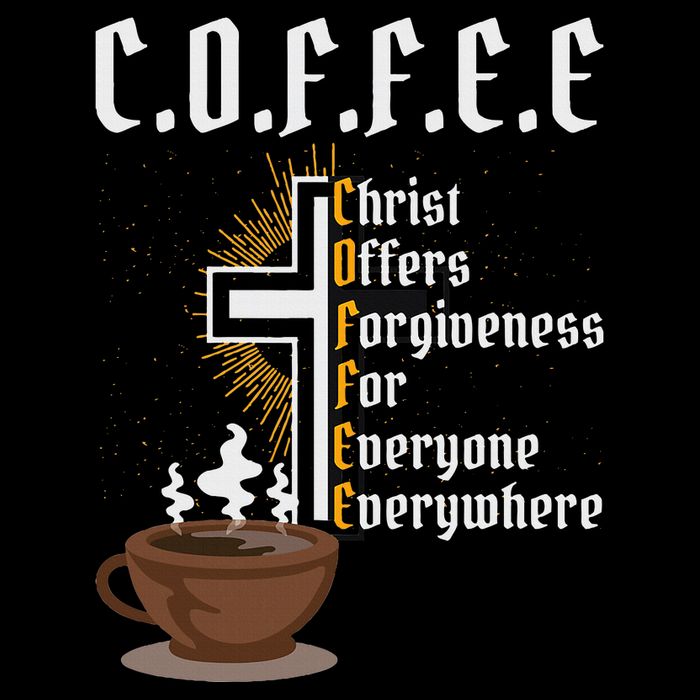 Coffee Christ Offers Forgiveness For Everyone Everywhere Cropped Pullover Crew