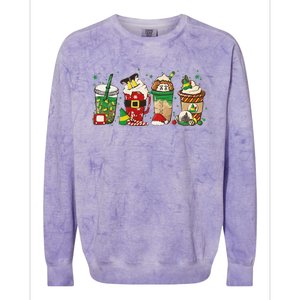 Christmas Coffee Peppermint Iced Latte Snowmen Hot Cocoa Colorblast Crewneck Sweatshirt