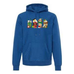 Christmas Coffee Peppermint Iced Latte Snowmen Hot Cocoa Premium Hoodie