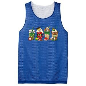 Christmas Coffee Peppermint Iced Latte Snowmen Hot Cocoa Mesh Reversible Basketball Jersey Tank