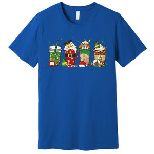 Christmas Coffee Peppermint Iced Latte Snowmen Hot Cocoa Premium T-Shirt