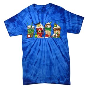 Christmas Coffee Peppermint Iced Latte Snowmen Hot Cocoa Tie-Dye T-Shirt