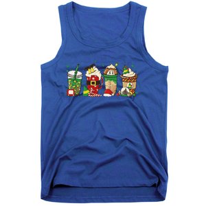 Christmas Coffee Peppermint Iced Latte Snowmen Hot Cocoa Tank Top