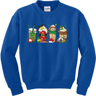 Christmas Coffee Peppermint Iced Latte Snowmen Hot Cocoa Kids Sweatshirt