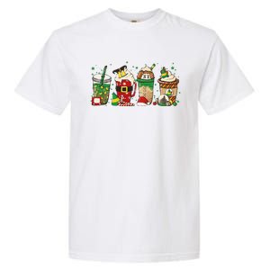 Christmas Coffee Peppermint Iced Latte Snowmen Hot Cocoa Garment-Dyed Heavyweight T-Shirt