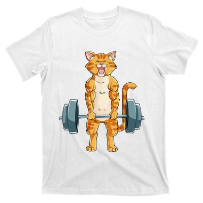 Cute Cat Powerlifting Weightlifting Deadlifting Gym Lover T-Shirt