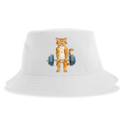 Cute Cat Powerlifting Weightlifting Deadlifting Gym Lover Sustainable Bucket Hat